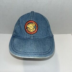 Vintage Luna Pier The Great American‎ Teddy Bear Denim Adjustable Cap Hat